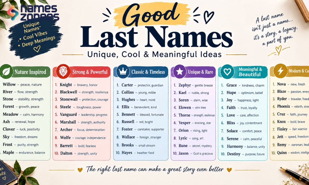 Good Last Names: Unique, Cool & Meaningful Ideas